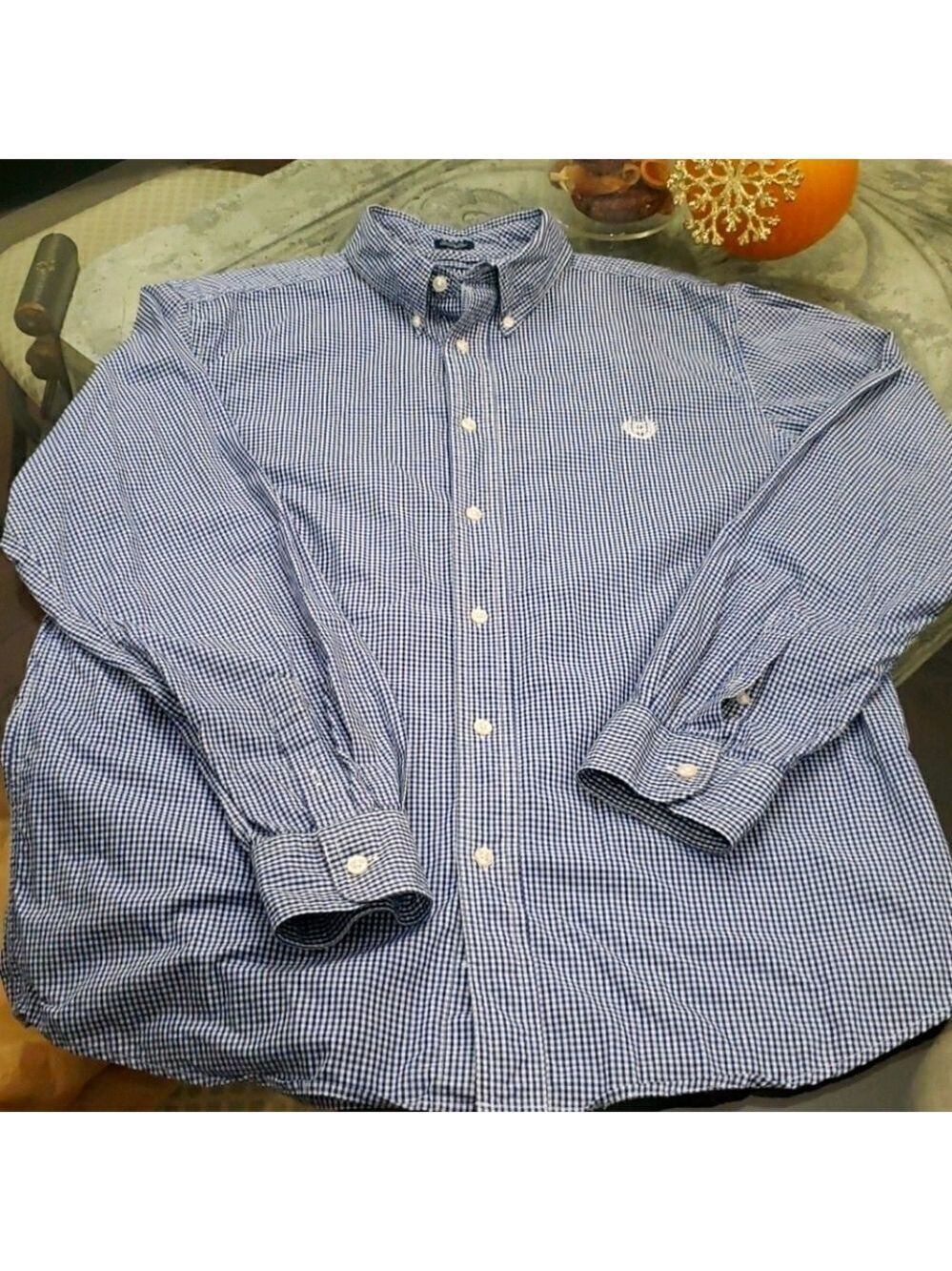 CHAPS men's navy geometric dress shirt large